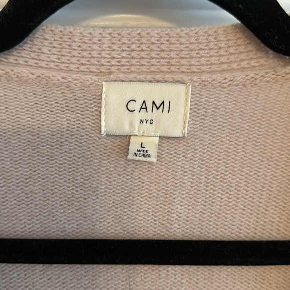 Cami NYC Maya Cardigan Merino Wool in Cream Taupe and Brown - Picture 4 of 10